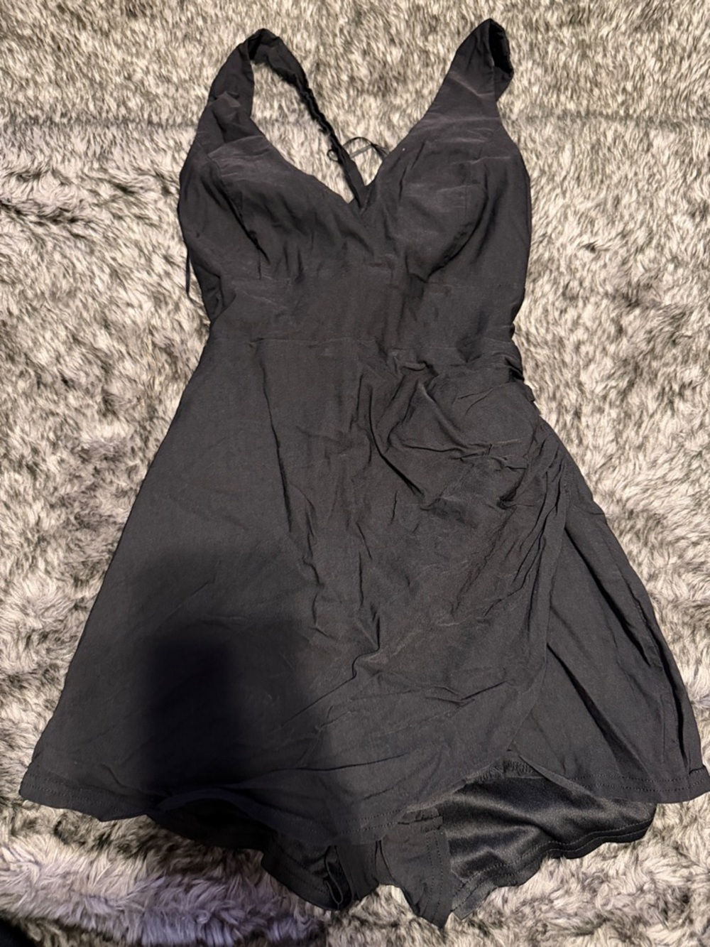 Black V-Neck A-Line Women's romper